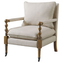 Accent Chair With Turned Legs - Beige by HouseOfZazla