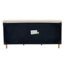 Beige Chunky Headboard Bed Frame with Solid Rubberwood Legs, Cal-King by HouseOfZazla