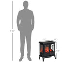 29" Electric Fireplace Heater, Freestanding Fire Place Stove with Realistic LED Log Flames and Overheating Safety Protection, 1400W, Black