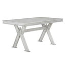 6-Piece Retro 59"L Rectangular Dining Table Set, Table with Unique Legs and 4 Upholstered Chairs & 1 Bench for Dining Room and Kitchen (White)