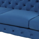 85.5" Velvet Upholstered Sofa with Sturdy Metal Legs, Modern Sofa Couch with Button Tufted Back, 3 Seater Sofa Couch for Living Room, Apartment, Home Office, Blue