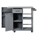 Outdoor Kitchen Island Fir Wood Prep Station with Stainless Steel Top