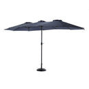 14.8 Ft Double Sided Outdoor Umbrella Rectangular Large with Crank (Navy Blue)