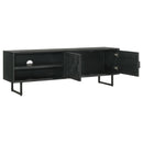 Manaya - 2 Door Stand With Open Shelving And Hidden Storage - Charcoal Black