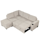 87.4" Sleeper Sofa Bed, 2 in 1 Pull Out sofa bed L Shape Couch with Storage Ottoman for Living Room, Bedroom Couch and Small Apartment, Beige