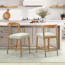 Solid Rubber Wood Counter Stools (Natural Oak + Beige) Set of 2 by HouseOfZazla