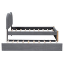 Upholstered Platform Bed With Wood Supporting Feet And Trundle by Unique Piece Furniture