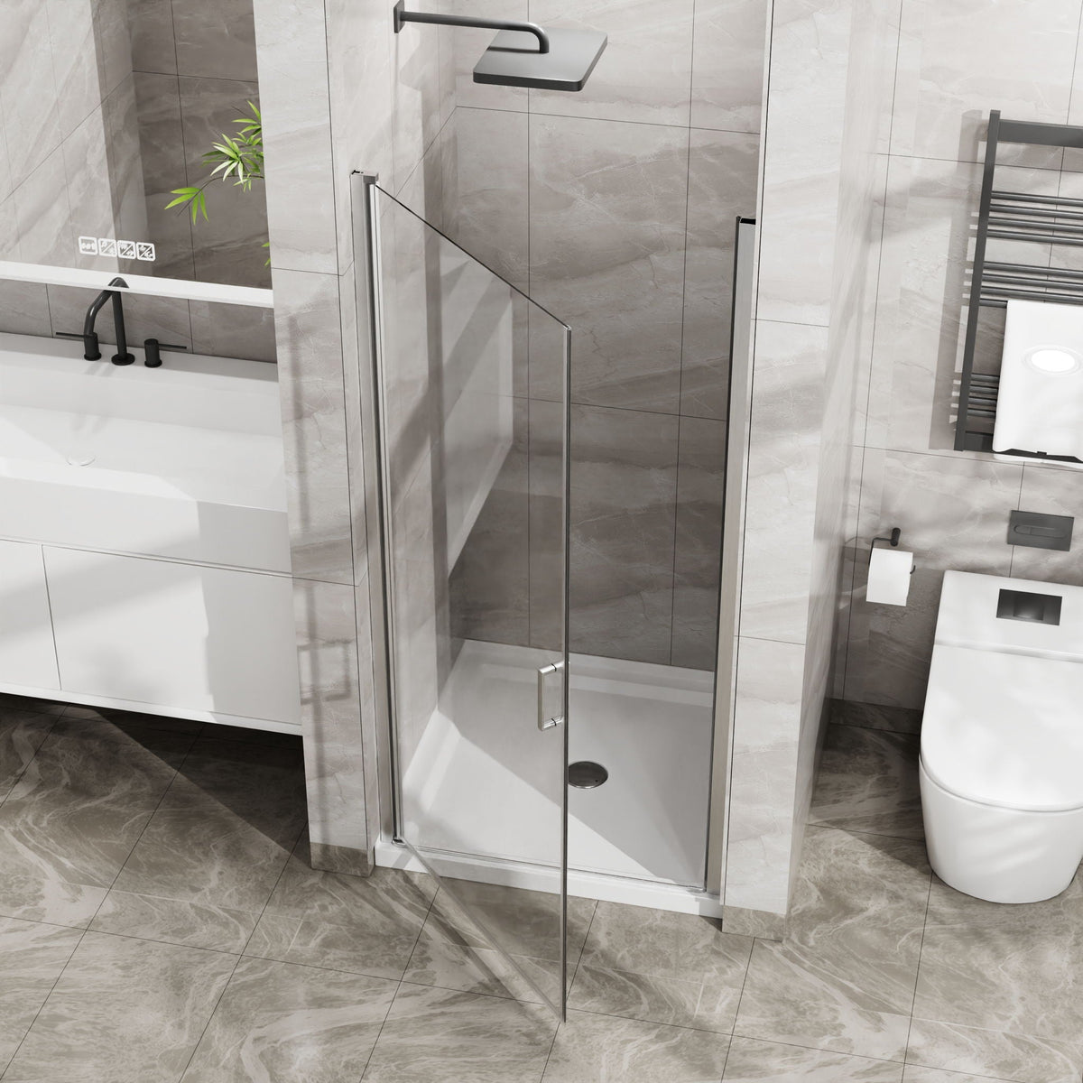 Pivot Shower Door, Tempered Glass, Semi Frameless, photo 15 of 16