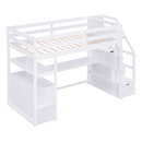 Loft Bed With Desk, Shelves, 2 Drawers, Storage Staircase by HouseOfZazla