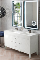James Martin Linear 59" Double Bathroom Vanity, Glossy White
