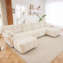 Sofa Set With Ottoman And Pillows, Textured, High Resilience Cushions by HouseOfZazla