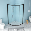 Diamond Shaped Corner Shower Door, Inward Sliding, Stainless Steel Frame by HouseOfZazla