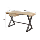 Danton - Aluminum Top Grain Leather Rectangular Writing Desk - Gold by HouseOfZazla