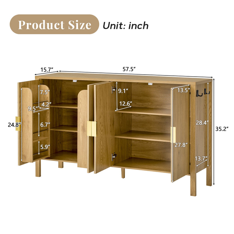 U_STYLE Modern 57.5" Stripe Door Storage Cabinet, photo 3 of 10
