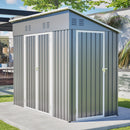 4x8 Slope-Roof Reinforced Storage Shed with Weatherproof Sloping Roof & 4 Air Vents, Heavy-Duty Sturdy Metal Frame, Left/Right Optional Door, Outdoor Tool Shed Warehouse for Garden Storage Pet House by Montret