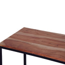 48, 27 Inch 2 Piece Rectangular Wood Nesting Coffee and End Table Set, Sled Metal Base, Brown, Black