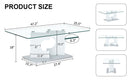 A rectangular modern and fashionable coffee table with tempered glass tabletop and white MDF legs. Suitable for living room.47.2"x25.5"x18"