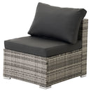 7 Piece Outdoor PE Wicker Furniture Set, Patio Black Rattan Sectional Sofa Couch with Washable Cushions