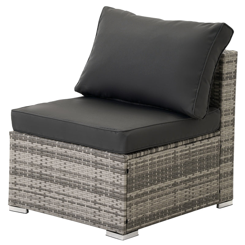 7 Piece Outdoor PE Wicker Furniture Set, Patio Black Rattan Sectional Sofa Couch with Washable Cushions