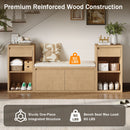 Entryway Storage Bench With Cushion, Drawers & Open Shelves by HouseOfZazla