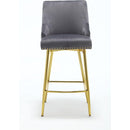 velvet high bar chair with gold zipper high back, suitable for bar area, dining area, leisure area and other occasions