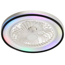 RGB Dimmable LED Enclosed Ceiling Fan with Light - White by HouseOfZazla