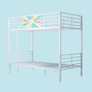 Bunk Bed, Convertible To 2 Separate Twin Size Beds & Full Length Guardrail & Ladder, No Box Spring Needed - White by HouseOfZazla