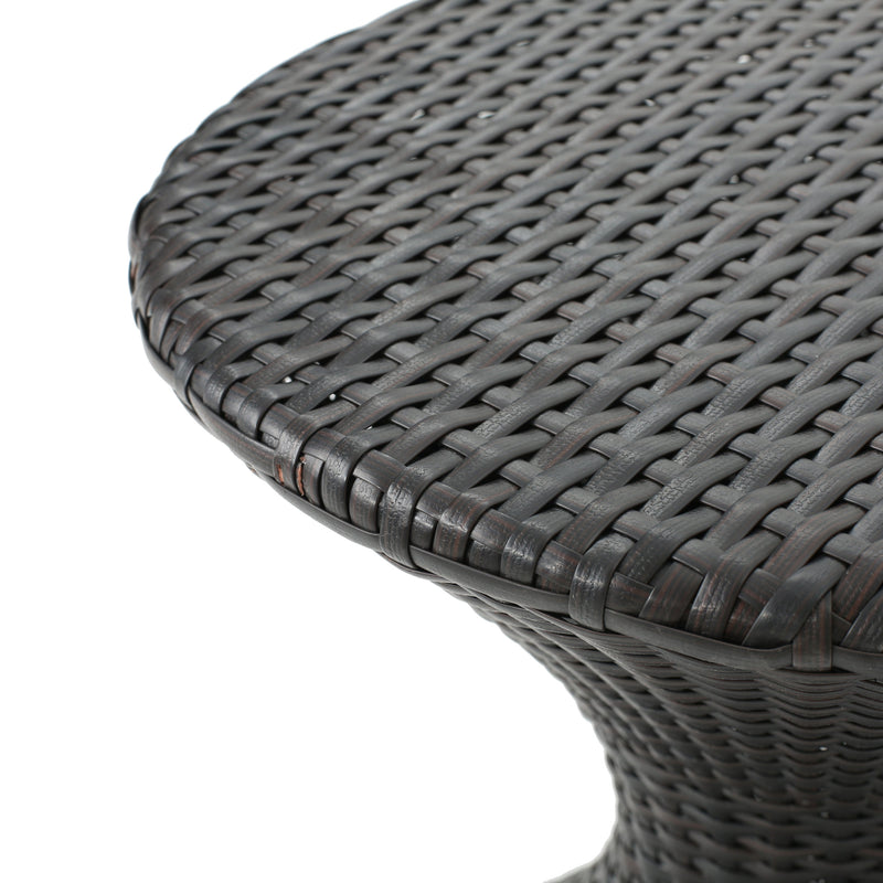 Outdoor 16-Inch Multi-Brown Wicker Hourglass Side Table, photo 8 of 8