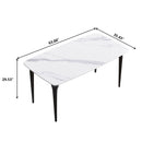 63" Modern Artificial Stone White Curved Black Metal Leg Dining Table, 6 People - White by HouseOfZazla