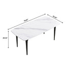 70.87" Modern Artificial Stone Curved Black Metal Leg Dining Table, Can Accommodate 6-8 People - White / Black by Unique Piece Furniture