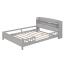 Wood Platform Bed With Built In LED Light, Storage Headboard And Guardrail by HouseOfZazla