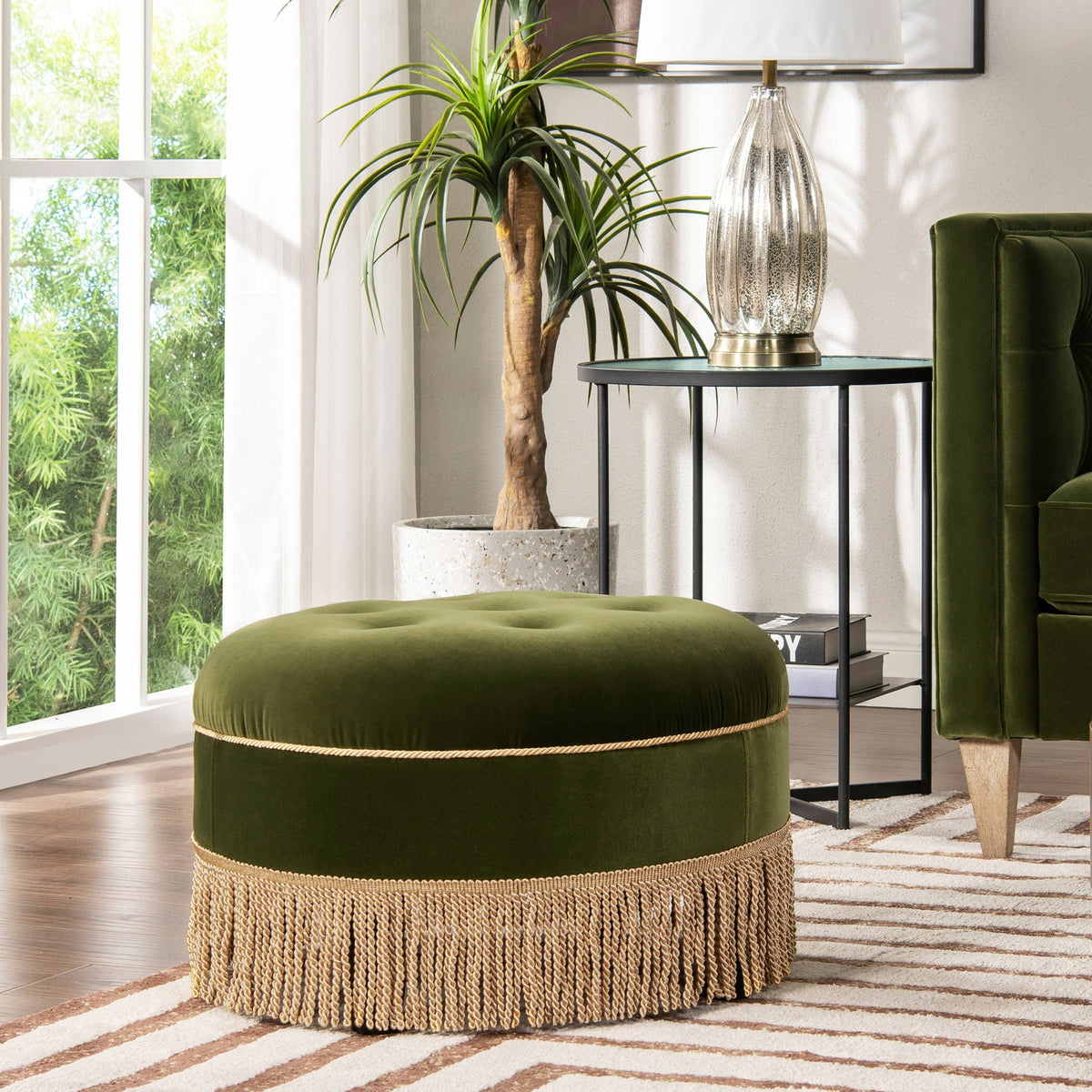 Yolanda - Round Upholstered Accent Ottoman, photo 8 of 40