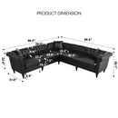 Sectional Sofa Couch for Living Room, L Shaped Reversible Modern Chesterfield Sofa with Rolled Arms and Nailhead, 5 Seat Tufted Couch for Small or Large Space(Black) PU Leather