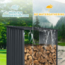 Outdoor Meta Firewood Rack, Open Wood Shed For Firewood, Pellet, Or Lumber Storage - Black by HouseOfZazla