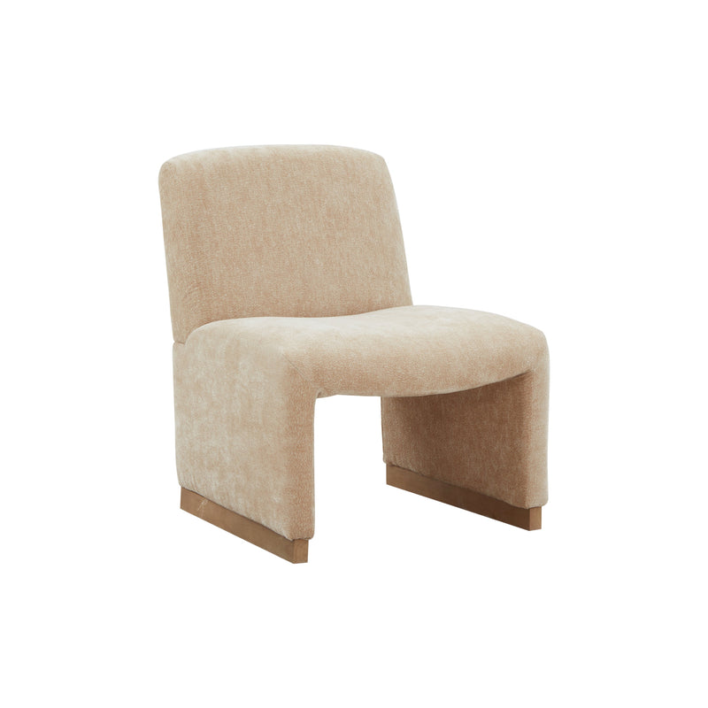 Walker Edison | Chenille Upholstered Armless Chair with Wood Legs