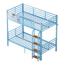 Bunk Bed, Convertible To 2 Separate Twin Size Beds & Full Length Guardrail & Ladder, No Box Spring Needed - Blue by HouseOfZazla