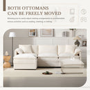 Modular Sectional With Deep And Wide Seat, Cloud Couch Set With Double Cushions Sofa With Movable Ottoman by HouseOfZazla