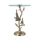 Gold Peacock Side Table with Round Glass Top by HouseOfZazla