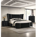 1 Piece Nightstand Upholstery Textured Look Luxurious Feel Drawer Fronts Crystal Style Knobs - Black by HouseOfZazla