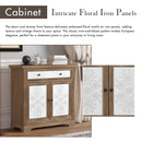 Rustic Vintage Accent Cabinet with Carved Floral Panels