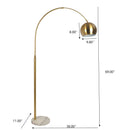 Oasis - Long Arm Gold Adjustable Floor Lamp With Round Marble Base - Gold / White Marble by HouseOfZazla