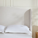 Hannah - Upholstered Wingback Bed Size / Tall Headboard Upholstered King Bed / Premium Textured Look / Minimalist Designs / No Box Spring Needed