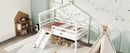 Low Loft House Bed With Slide, Ladder, Safety Guardrails, House Roof Frame by HouseOfZazla