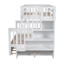 Bunk Bed With Twin Size Trundle, Storage And Guard Rail For Bedroom by HouseOfZazla