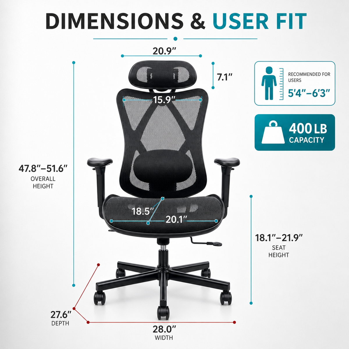 Ergonomic Office Chair with Adjustable Lumbar Support, photo 2 of 10