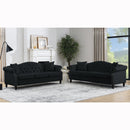 79" Chesterfield Sofa Black Velvet for Living Room, 3 Seater Sofa Tufted Couch with Rolled Arms and Nailhead for Living Room, Bedroom, Office, Apartment, 3S+3S