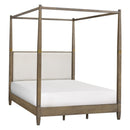 Queen Canopy Bed Frame With Upholstered Headboard - Brown by HouseOfZazla