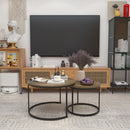 Nesting Coffee Table Set of 2 with Marble Pattern Tops