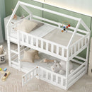 Twin Over Twin House Bunk Bed With Fence And Door by Unique Piece Furniture