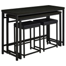 Klekner - 4 Piece Counter Height Table Set With Nesting Tables And Backless Stools - Charcoal